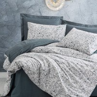 Lenjerie 1 Persoana Molly Antracit cu elastic 100x200 (Bumbac 100%) - 1