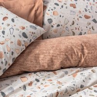 Lenjerie 1 Persoana Oniks Caramel cu elastic 100x200 (Bumbac 100%) - 2