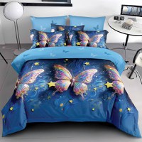 Lenjerie 3D Fluturasi albastru curcubeu Piese (Finet) - 1