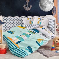 Lenjerie Bebe Sailor Green (Bumbac Poplin) - 1