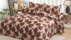 Lenjerie Brown Leaf cocolino cu Elastic 180x200 (Cocolino)