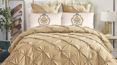 Lenjerie cu elastic 180x200 Crease Mustar 6 Piese (Finet)