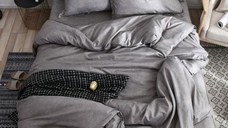 Lenjerie cu Elastic 180x200 Simple Grey (Bumbac Satinat)