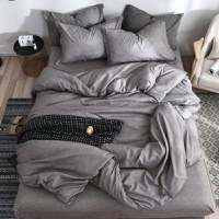 Lenjerie cu Elastic 180x200 Simple Grey (Bumbac Satinat) - 1