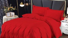 Lenjerie Damasc cu elastic 180x200 Bright V2 Rosu (Finet)