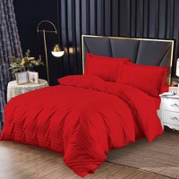 Lenjerie Damasc cu elastic 180x200 Bright V2 Rosu (Finet) - 1