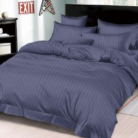 Lenjerie Damasc cu elastic 180x200 Premium Bleumarin (Finet) - 1