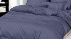 Lenjerie Damasc cu elastic 180x200 Premium Bleumarin (Finet)