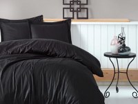 Lenjerie Elegant Stripe Negru (Satin Deluxe) - 1