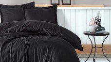 Lenjerie Elegant Stripe Negru (Satin Deluxe)