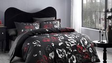 Lenjerie Family Tallin Negru, cu 2 cearsafuri de Pilota (Satin Deluxe)