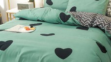 Lenjerie Green Heart, 4 piese (Bumbac Satinat)