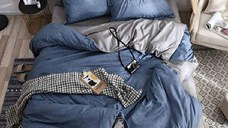 Lenjerie Jennifer Albastru (Bumbac Satinat)