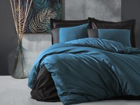 Lenjerie Plain Petrol-Negru (Bumbac 100%) - 1