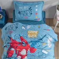 Lenjerie si Cuvertura 1 Persoana Game Over Albastru (Bumbac 100%) - 3