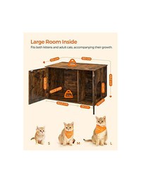 Litiera pentru pisici, Feandrea, 53 x 80 x 50 cm, Maro - 5