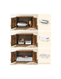 Litiera pentru pisici, Feandrea, 53 x 80 x 50 cm, Maro - 7