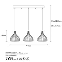 Lustra Cafu Auriu 94x25x121 cm - 6