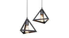 Lustra cu doua lumini Kecha plastic PP neagra 50x50x22+ cm