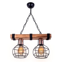 Lustra cu doua lumini PWL-1033, E27 nuc-negru, 40x15x60 cm - 1