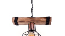 Lustra cu o singură lumina PWL-1033, E27 nuc-negru 28.5x15x50 cm