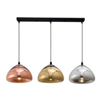 Lustra cu trei lumini Ovalone G9 argintiu aurie bronz metal si sticla 58x58x100 cm - 1