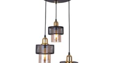 Lustra cu trei lumini PWL-1045, E27 negru-auriu, 30x85 cm