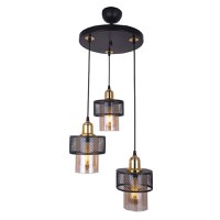 Lustra cu trei lumini PWL-1045, E27 negru-auriu, 30x85 cm - 1