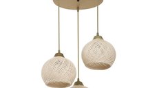 Lustra cu trei lumini PWL-1121, E27 crem-auriu, 40x75 cm