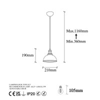 Lustra Varzan Negru 21x21x116 cm - 7