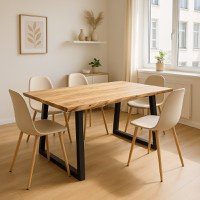 Masa Boho Miles, Pako World, Lemn de salcam grosime 2.5 cm, Natural, 140x80x76 cm - 2