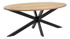 Masa Bonre din lemn masiv de acacia natural cu picioare din metal negru 175x96x76 cm