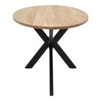Masa Bonre din lemn masiv de acacia natural cu picioare din metal negru 175x96x76 cm - 3