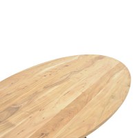 Masa Bonre din lemn masiv de acacia natural cu picioare din metal negru 175x96x76 cm - 5