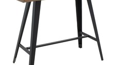 Masa de bar Fortitude MDF, culoarea nuc - picioare din metal negru 140x70x103.5cm