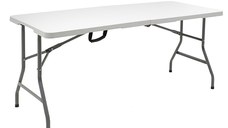 Masa de camping pliabila profesionala Rodeo cadru metalic alba 240x76x74cm