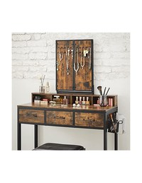 Masa de toaleta cu oglinda si taburet, Vasagle, RVT004B01, Maro Rustic, 40 x 90 x 141 cm - 3