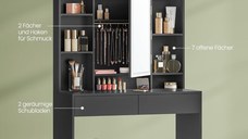 Masa de toaleta si machiaj Negru Vasagle 90x40x144.7 cm