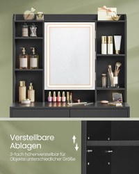 Masa de toaleta si machiaj Negru Vasagle 90x40x144.7 cm - 4