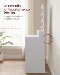 Masa de toaleta, Vasagle, Alb, 100x40x145 cm - 7