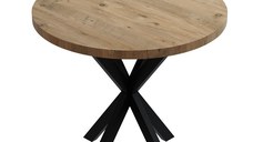 Masa Kalipso din melamina in nuanta naturala si picior din metal negru 70x70x75 cm