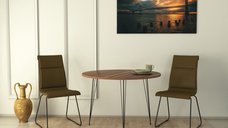 Masa Rotunda Sandalf Walnut cu Picioare Metalice