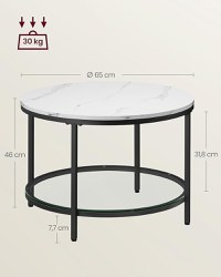 Masuta de cafea Alb Vasagle 65x65x46 cm - 5