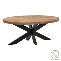 Masuta de cafea ovala Fardy lemn masiv de acacia, culoarea nuc - negru 120x60x45cm - 1