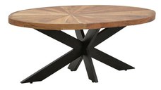 Masuta de cafea ovala Fardy lemn masiv de acacia, culoarea nuc - negru 120x60x45cm