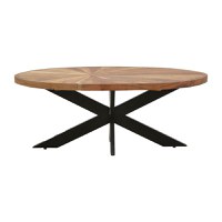 Masuta de cafea ovala Fardy lemn masiv de acacia, culoarea nuc - negru 120x60x45cm - 3
