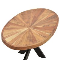 Masuta de cafea ovala Fardy lemn masiv de acacia, culoarea nuc - negru 120x60x45cm - 4