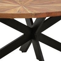 Masuta de cafea ovala Fardy lemn masiv de acacia, culoarea nuc - negru 120x60x45cm - 5
