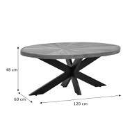 Masuta de cafea ovala Fardy lemn masiv de acacia, culoarea nuc - negru 120x60x45cm - 7