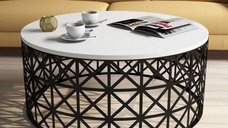 Masuta de Cafea Selin Metal Ferforje - Alb